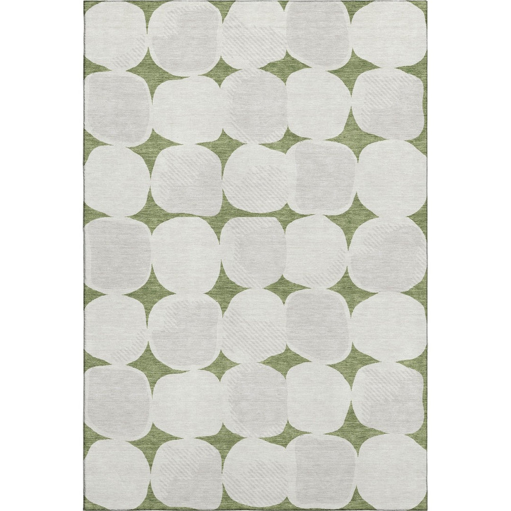 HomeRoots 9' X 12' Green and Ivory Abstract Geometric Area Rug – Washable, UV Protected, Perfect for Families! 669197