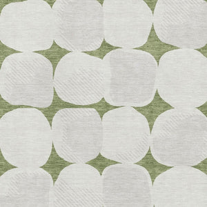 HomeRoots 9' X 12' Green and Ivory Abstract Geometric Area Rug – Washable, UV Protected, Perfect for Families! 669197