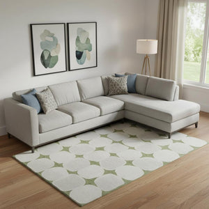 HomeRoots 10' Green & Ivory Abstract Geometric Area Rug - Washable, UV-Protected, Durable for Family Living 669198