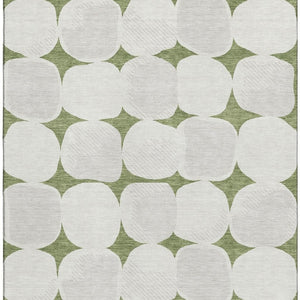 HomeRoots 10' Green & Ivory Abstract Geometric Area Rug - Washable, UV-Protected, Durable for Family Living 669198