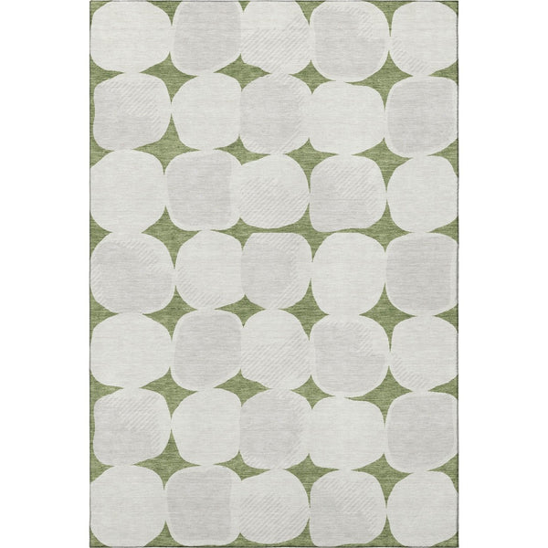 HomeRoots 10' Green & Ivory Abstract Geometric Area Rug - Washable, UV-Protected, Durable for Family Living 669198