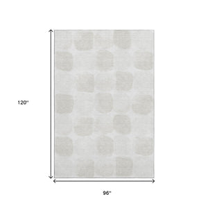 HomeRoots 8' X 10' Abstract Geometric Ivory and Beige Area Rug - Washable, UV-Protected, Stain-Resistant Design 669202