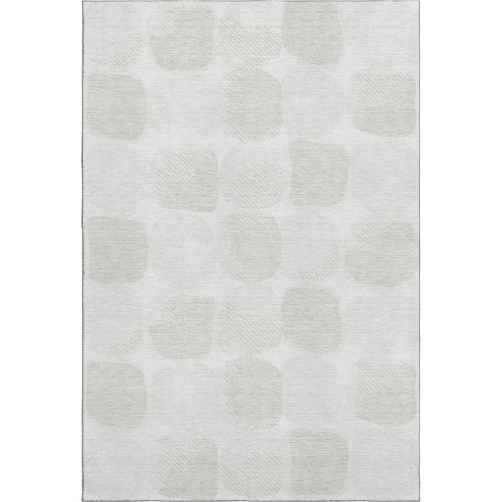HomeRoots 8' X 10' Abstract Geometric Ivory and Beige Area Rug - Washable, UV-Protected, Stain-Resistant Design 669202