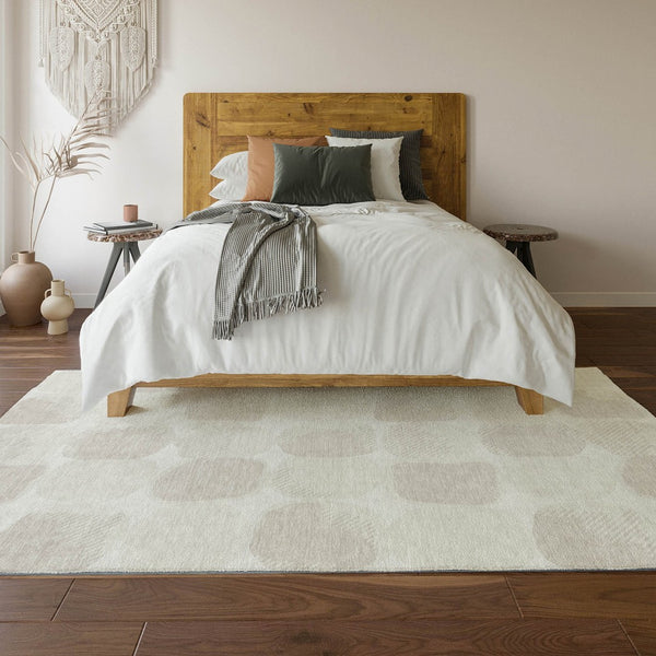HomeRoots 9' X 12' Ivory & Beige Abstract Geometric Washable Area Rug - Durable, UV-Protected, Stylish Design 669203