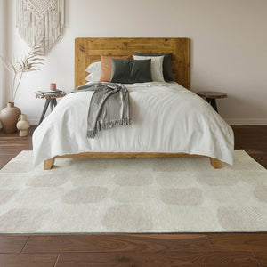 HomeRoots 10' X 14' Ivory and Beige Abstract Geometric Area Rug - Washable, Stain-Resistant, UV Protected! 669204