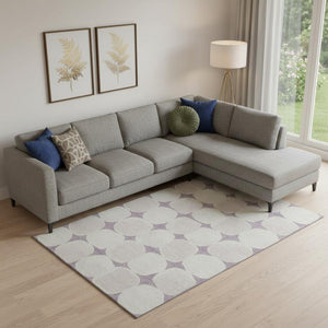 HomeRoots 8' X 10' Lavender & Ivory Abstract Geometric Area Rug – Durable, Washable, UV Protected & Stylish 669208