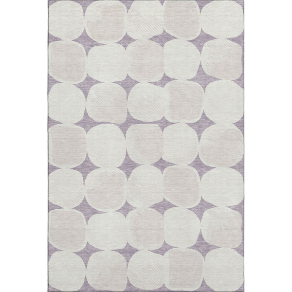 HomeRoots 8' X 10' Lavender & Ivory Abstract Geometric Area Rug – Durable, Washable, UV Protected & Stylish 669208