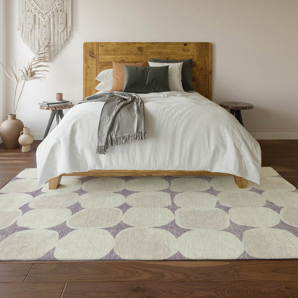 HomeRoots 8' X 10' Lavender & Ivory Abstract Geometric Area Rug – Durable, Washable, UV Protected & Stylish 669208