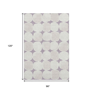 HomeRoots 8' X 10' Lavender & Ivory Abstract Geometric Area Rug – Durable, Washable, UV Protected & Stylish 669208