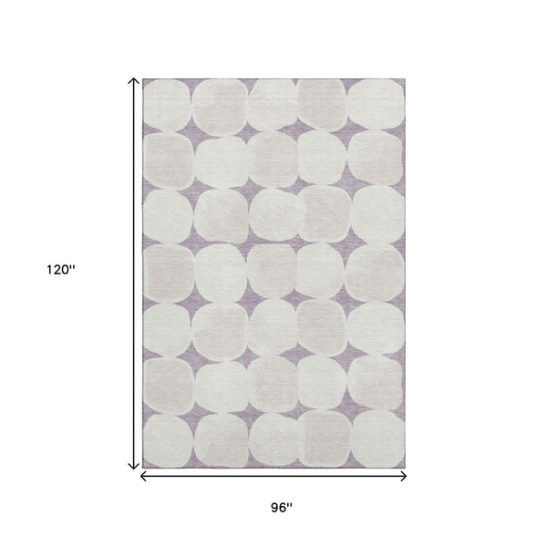HomeRoots 8' X 10' Lavender & Ivory Abstract Geometric Area Rug – Durable, Washable, UV Protected & Stylish 669208