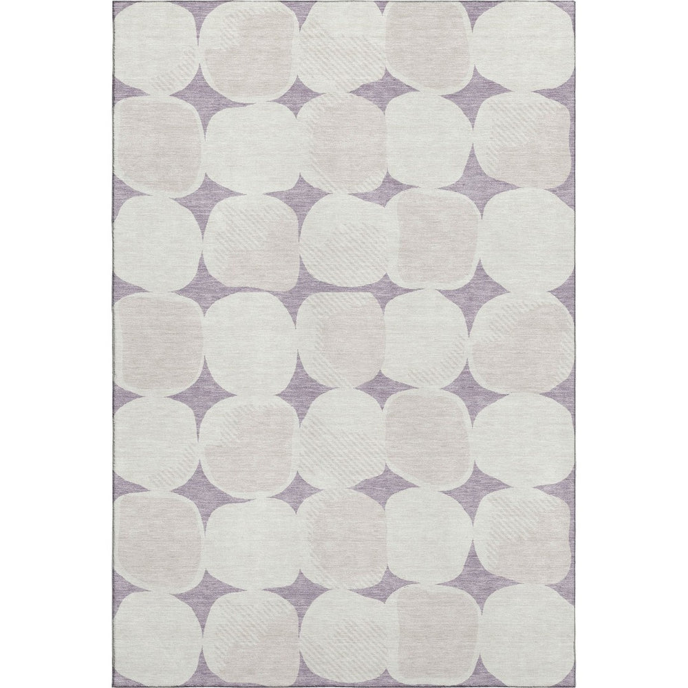HomeRoots 9' X 12' Stylish Lavender and Ivory Abstract Geometric Area Rug - Washable, UV Protected, Durable Design 669209
