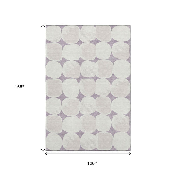 HomeRoots 10' X 14' Modern Lavender & Ivory Geometric Area Rug - Washable, Stain-Resistant, UV Protected Design 669210