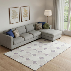 HomeRoots 10' X 14' Modern Lavender & Ivory Geometric Area Rug - Washable, Stain-Resistant, UV Protected Design 669210