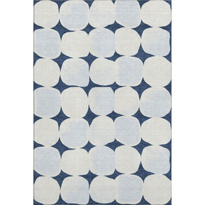 HomeRoots 8' X 10' Stylish Navy Blue and Ivory Abstract Area Rug with UV Protection for Modern Spaces 669214