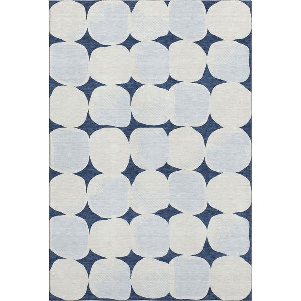 HomeRoots 8' X 10' Stylish Navy Blue and Ivory Abstract Area Rug with UV Protection for Modern Spaces 669214