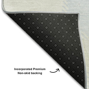 HomeRoots 8' X 10' Stylish Navy Blue and Ivory Abstract Area Rug with UV Protection for Modern Spaces 669214