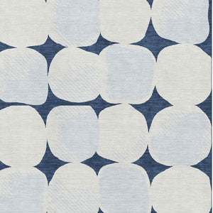HomeRoots 8' X 10' Stylish Navy Blue and Ivory Abstract Area Rug with UV Protection for Modern Spaces 669214