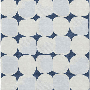 HomeRoots 8' X 10' Stylish Navy Blue and Ivory Abstract Area Rug with UV Protection for Modern Spaces 669214