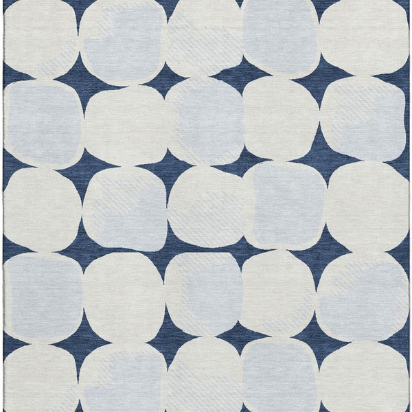 HomeRoots 8' X 10' Stylish Navy Blue and Ivory Abstract Area Rug with UV Protection for Modern Spaces 669214