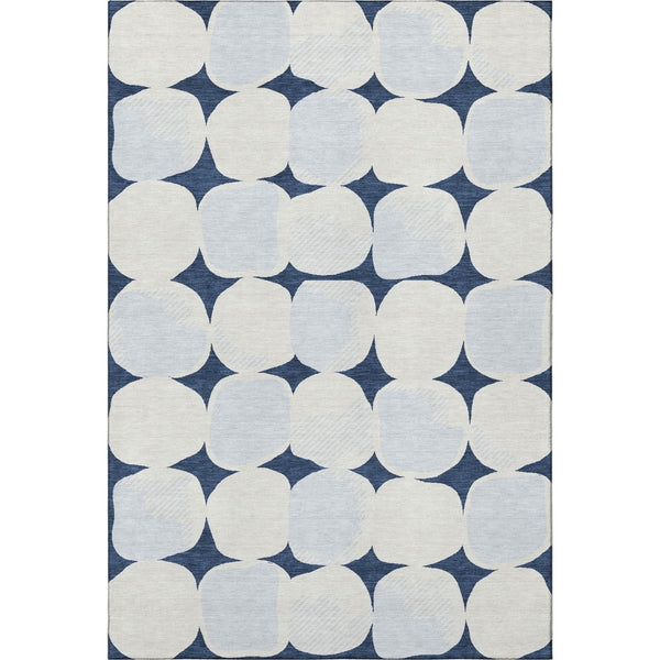 HomeRoots 10' Navy Blue & Ivory Abstract Geometric Area Rug - Washable, UV Protected, Ideal for High-Traffic Homes 669216