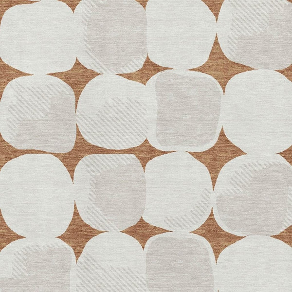 HomeRoots 5' X 8' Rust and Ivory Abstract Geometric Area Rug - Washable, UV Protected, Durable, Stylish Design 669218