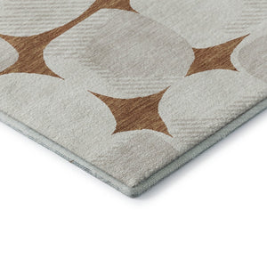 HomeRoots 8' Stylish Rust and Ivory Abstract Geometric Round Rug - Washable, UV Protected, Durable Design! 669219