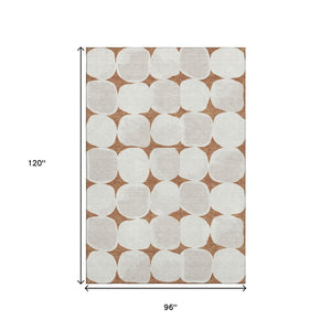 HomeRoots 8' X 10' Modern Rust & Ivory Abstract Geometric Area Rug – Washable, UV-Protected, Durable Design! 669220