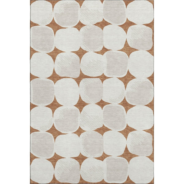 HomeRoots 8' X 10' Modern Rust & Ivory Abstract Geometric Area Rug – Washable, UV-Protected, Durable Design! 669220