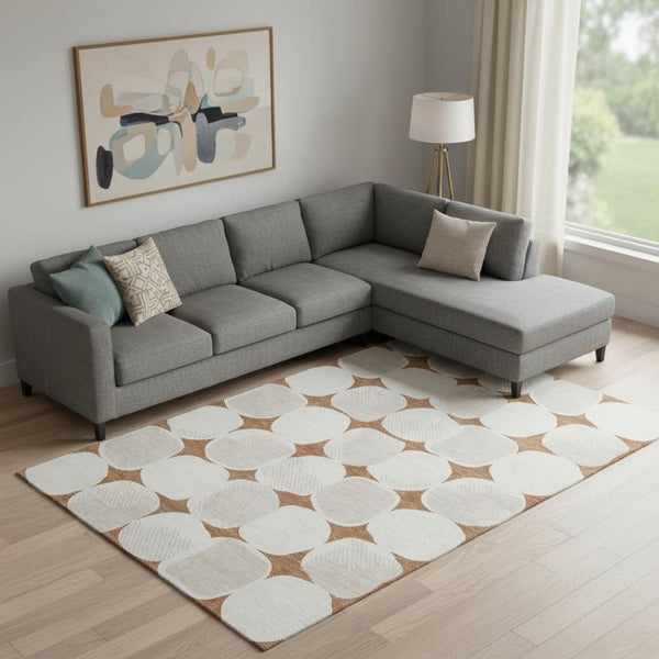 HomeRoots 8' X 10' Modern Rust & Ivory Abstract Geometric Area Rug – Washable, UV-Protected, Durable Design! 669220