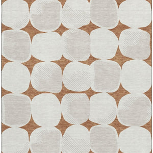 HomeRoots 8' X 10' Modern Rust & Ivory Abstract Geometric Area Rug – Washable, UV-Protected, Durable Design! 669220