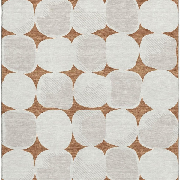 HomeRoots 8' X 10' Modern Rust & Ivory Abstract Geometric Area Rug – Washable, UV-Protected, Durable Design! 669220