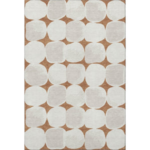 HomeRoots 9' X 12' Abstract Geometric Area Rug in Rust & Ivory - Washable, UV-Protected, and Durable Design 669221