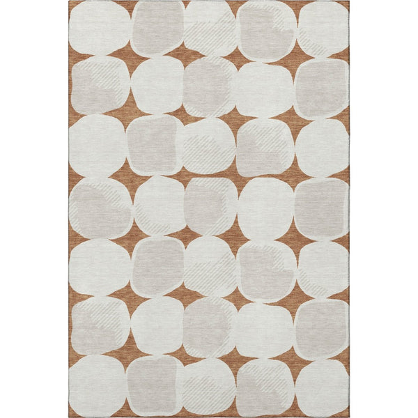 HomeRoots 9' X 12' Abstract Geometric Area Rug in Rust & Ivory - Washable, UV-Protected, and Durable Design 669221