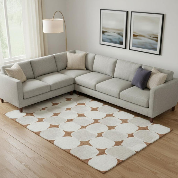 HomeRoots 10' X 14' Abstract Geometric Washable Area Rug - Rust & Ivory, UV-Protected, Stylish & Durable 669222