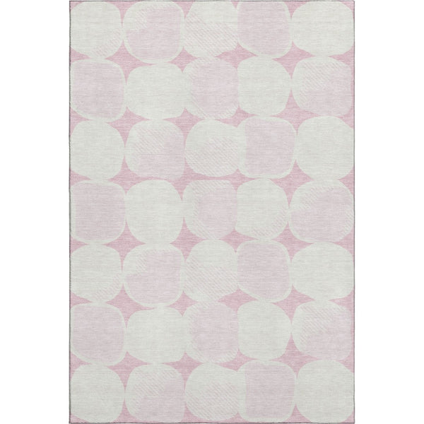 HomeRoots 5' X 8' Pink And Ivory Abstract Geometric Area Rug - Washable, UV Protected, Durable & Stylish Decor 669224