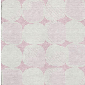 HomeRoots 5' X 8' Pink And Ivory Abstract Geometric Area Rug - Washable, UV Protected, Durable & Stylish Decor 669224