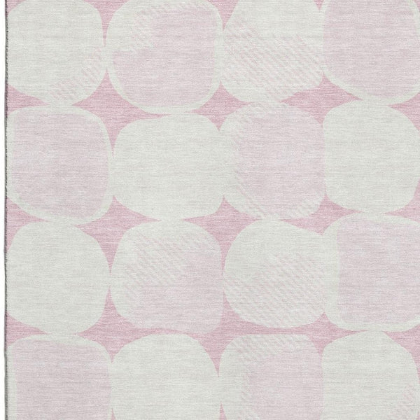HomeRoots 5' X 8' Pink And Ivory Abstract Geometric Area Rug - Washable, UV Protected, Durable & Stylish Decor 669224