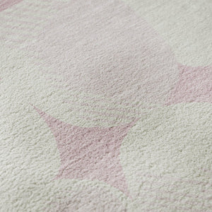 HomeRoots 5' X 8' Pink And Ivory Abstract Geometric Area Rug - Washable, UV Protected, Durable & Stylish Decor 669224