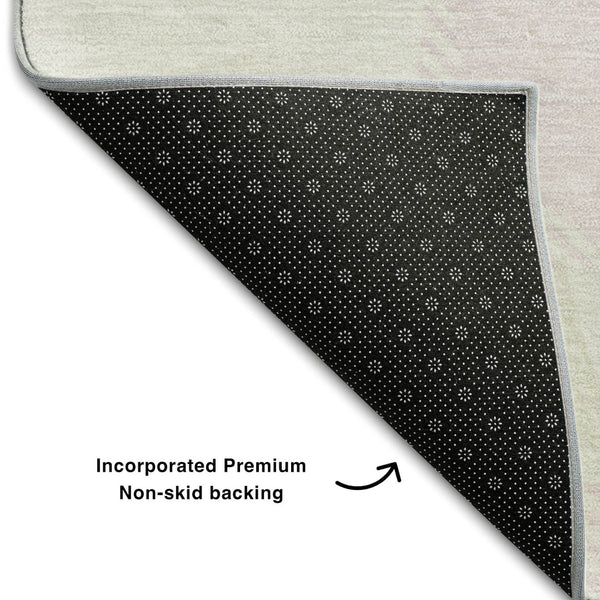 HomeRoots 8' Pink and Ivory Abstract Geometric Round Rug - Washable, UV Protected, Perfect for High-Traffic Areas 669225