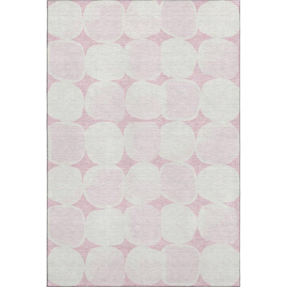 HomeRoots 8' X 10' Pink and Ivory Abstract Geometric Area Rug - Washable, UV-Protected, Perfect for Busy Homes! 669226