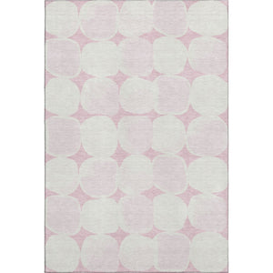 HomeRoots 8' X 10' Pink and Ivory Abstract Geometric Area Rug - Washable, UV-Protected, Perfect for Busy Homes! 669226
