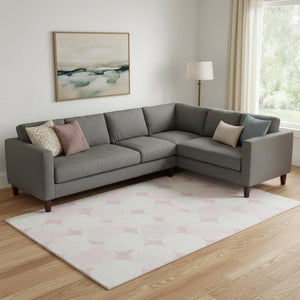 HomeRoots 8' X 10' Pink and Ivory Abstract Geometric Area Rug - Washable, UV-Protected, Perfect for Busy Homes! 669226