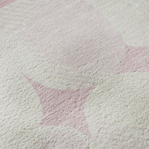 HomeRoots 9' X 12' Pink And Ivory Abstract Geometric Area Rug – Washable, UV-Protected, Perfect for High-Traffic Spaces! 669227