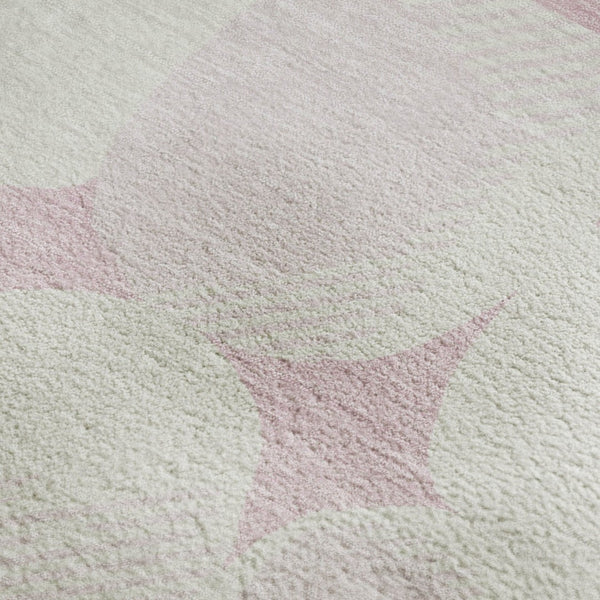 HomeRoots 9' X 12' Pink And Ivory Abstract Geometric Area Rug – Washable, UV-Protected, Perfect for High-Traffic Spaces! 669227