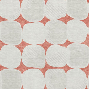 HomeRoots 5' X 8' Salmon and Ivory Abstract Geometric Area Rug – Washable, UV-Protected, and Low-Maintenance! 669230