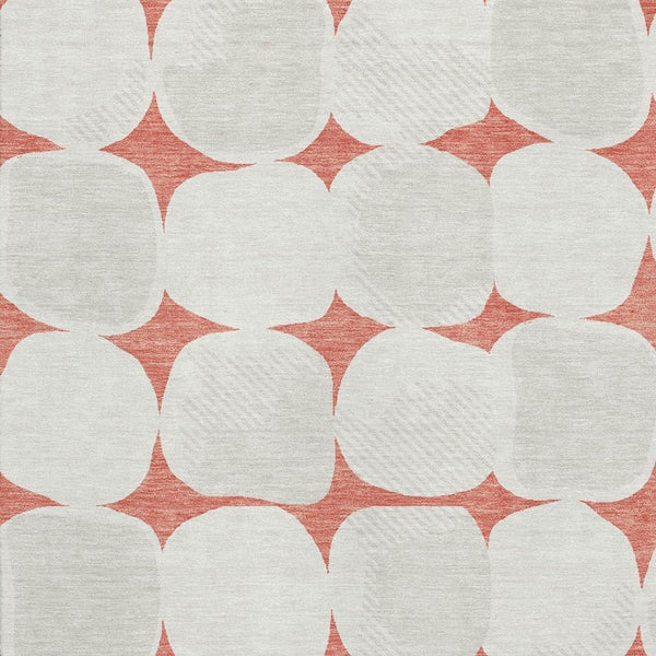 HomeRoots 5' X 8' Salmon and Ivory Abstract Geometric Area Rug – Washable, UV-Protected, and Low-Maintenance! 669230