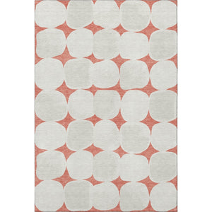 HomeRoots 8' X 10' Salmon and Ivory Geometric Area Rug – Washable, Stain-Resistant, UV Protected for Homes 669232