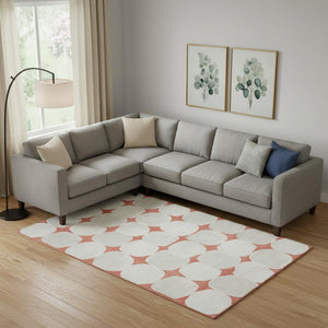 HomeRoots 9' X 12' Salmon and Ivory Abstract Geometric Area Rug – Washable, UV-Protected, Durable Design for Homes 669233