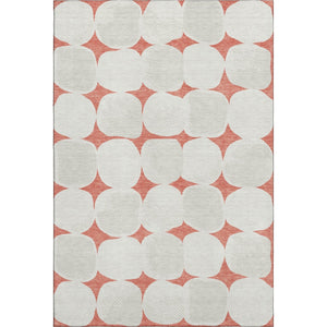 HomeRoots 9' X 12' Salmon and Ivory Abstract Geometric Area Rug – Washable, UV-Protected, Durable Design for Homes 669233