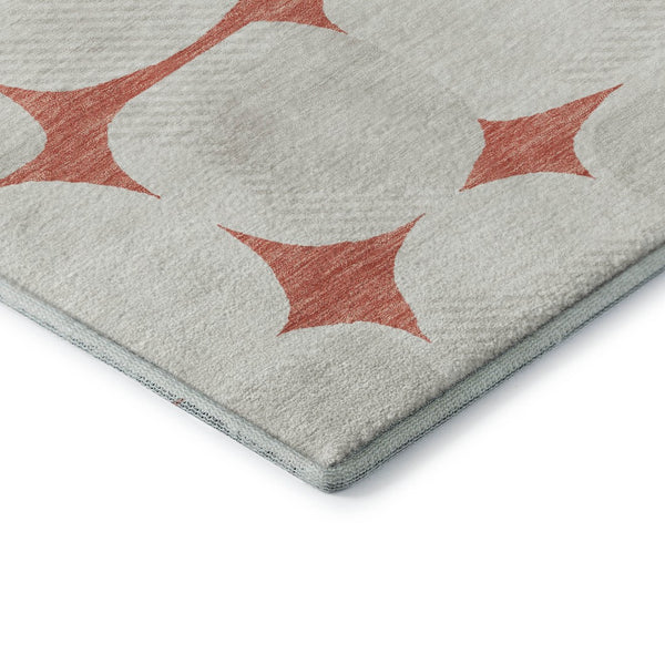 HomeRoots 9' X 12' Salmon and Ivory Abstract Geometric Area Rug – Washable, UV-Protected, Durable Design for Homes 669233